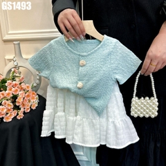 Set Áo Đính Nút Hoa Kèm Váy