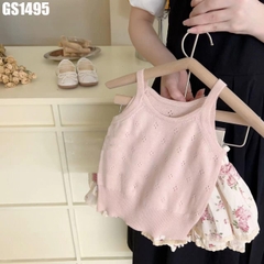 Set Áo Len 2 Dây Quần Váy Hoa