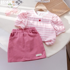 Set Áo Sọc Váy Chữ A