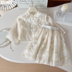 Set Áo Cổ Tàu Kèm Váy Hoa