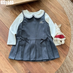 Set Áo Cổ Tròn Váy Xếp Ly