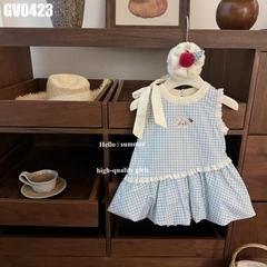 Váy Caro Gấu Cột Nơ Vai