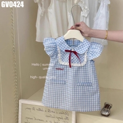 Váy Caro Chữ A Đính Nơ