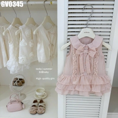 Váy Tầng Cổ Tròn Đính Nơ