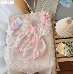 Set Body Tay Phối Voan Họa Tiết Hoa