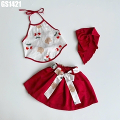 Set Áo Yếm Váy Thắt Nơ Kèm Khăn