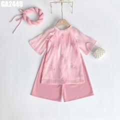 Set Áo Dài Cổ Tết Hoa Kèm Mấn