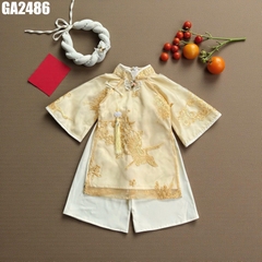 Set Áo Dài Thêu Phượng Kèm Mấn