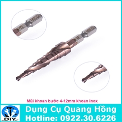 Mũi khoan bước, tháp HSS Coban M35 4-12mm khoan inox, thép, sắt, nhôm