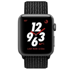 Apple Watch Series 3 GPS + Cellular 38mm Nike+ Space Gray Aluminum Case with Black-Pure Platinum Nike Sport Loop