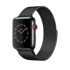 Apple Watch Series 3 Space Black Stainless Steel Case with Space Black Milanese Loop (GPS+CELLULAR) - 38mm
