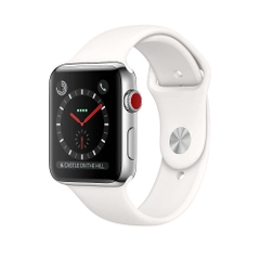 Apple Watch Series 3 Stainless Steel Case with Soft White Sport Band (GPS+CELLULAR) - 38mm