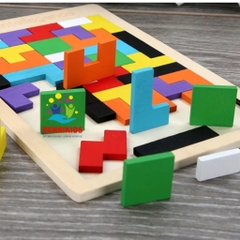 Đồ Chơi Bộ Xếp Hình Xếp Gạch Thông Minh Loại Dày Cho Bé Bảng Ghép Tetris Montessori Kích Thích Tư Duy Sáng Tạo