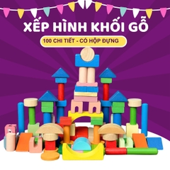Đồ Chơi Xếp Hình Thông Minh 100 Chi Tiết Bằng Gỗ Thông Giúp Bé Phát Triển Trí Tuệ Có Hộp Đựng Tiện Lợi Cho Bé Từ 3 Tuổi