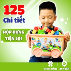 Hộp Đồ Chơi Xếp Hình 125 Chi Tiết Có Bánh Xe Đẩy Bằng Nhựa Benrikids An Toàn Cho Bé Sáng Tạo