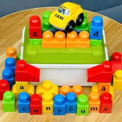 Bộ Xếp Hình Thông Minh Bằng Nhựa 40 Chi Tiết To Kèm Hợp Đựng Cho Bé Vừa Chơi Lắp Ghép Vừa Học Ghép Vần Chữ Cái Tiếng Việt