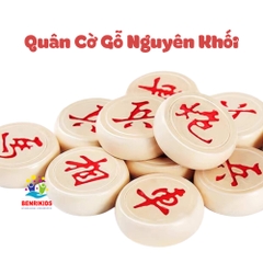 Bộ Quân Cờ Tướng Gỗ Size 32mm Kèm Bàn Cờ Tướng Bằng Giấy Nilong