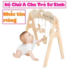 Kệ Chữ A Gỗ Sơ Sinh Tặng 5 Loại Lục Lạc Treo Nôi Chất Liệu Gỗ Thông Cao Cấp