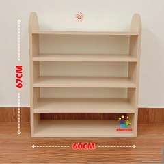 Kệ Để Giày Mầm Non Montessori, Giá Để Dép Đa Năng Cho Bé Gỗ Thông Tự Nhiên 5 Ngăn