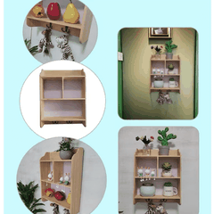 Kệ Gỗ Mầm Non Montessori Để Sàn , Kệ Sách Treo Tường Không Cần Khoan Decor Phòng Cho Bé
