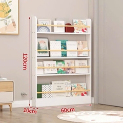 Kệ Sách Treo Tường 4 Ngăn Không Cần Khoan Sau Cửa Bằng Gỗ Nhựa Màu Trắng