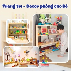 Kệ Sách Đa Năng Cho Bé, Kệ Đồ Chơi Montessori 3 Tầng Bằng Gỗ Tự Nhiên Kệ Để sàn