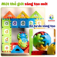 Đồ Chơi Xếp Hình Xây Dựng Bằng Nhựa Benrikids Miếng Ghép To Có Dán Decal Chữ Cái Cho Bé Vừa Chơi Vừa Học