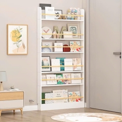 Kệ Sách Treo Tường 4 Ngăn Không Cần Khoan Sau Cửa Bằng Gỗ Nhựa Màu Trắng