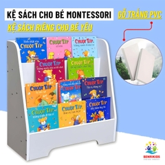 Kệ Tủ Sách Bằng Gỗ Cho Bé 4 Ngăn Màu Trắng Gỗ Nhựa Kệ Mầm Non Trang Trí Lớp Học Benrikids
