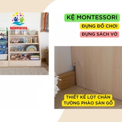 Kệ Sách Montessori Kệ Đựng Đồ Chơi 4 Tầng Bằng Gỗ Thông Để Sàn Decor Phòng Cho Bé