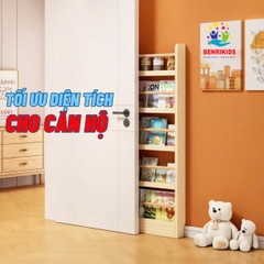 Kệ Sách Treo Tường Không Cần Khoan Sau Cửa 4 Ngăn Bằng Gỗ Phù Hợp Phòng Có Diện Tích Hẹp