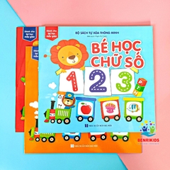 Sách Tự Xóa Thông Minh Bộ 4 Cuốn Bé Học Chữ Số, Chữ Cái, Nét Bút Đầu Tiên, Hình Khối Và Màu Sắc (Tặng Kèm Bút)