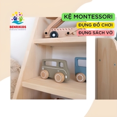 Kệ Sách Montessori Kệ Đựng Đồ Chơi 4 Tầng Bằng Gỗ Thông Để Sàn Decor Phòng Cho Bé