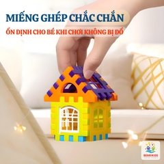 Đồ Chơi Lắp Ghép Xếp Hình Khối Xây Dựng Benrikids Cho Bé Có Miếng Ghép Vuông To Nhiều Màu Sắc Cho Bé Sáng Tạo