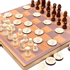 Đồ Chơi Board Game Giải Trí Tại Nhà Siêu Vui Nhộn, Cờ 2 Trong 1 Bằng Gỗ, Game Đối Kháng Hấp Dẫn