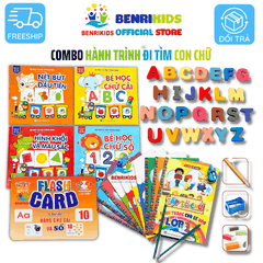 Đồ Chơi Gỗ Benrikids - Combo Hành Trình Đi Tìm Con Chữ Cho Bé 3-6 Tuổi Nhận Biết Chữ Qua Sách Và Chữ Gỗ