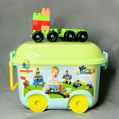 Hộp Đồ Chơi Xếp Hình 125 Chi Tiết Có Bánh Xe Đẩy Bằng Nhựa Benrikids An Toàn Cho Bé Sáng Tạo