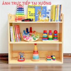 Kệ Đồ Chơi Montessori Có Tay Cầm Bằng Gỗ, Kệ Trang Trí Decor Phòng Cho Bé