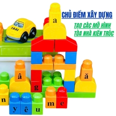 Bộ Xếp Hình Thông Minh Bằng Nhựa 40 Chi Tiết To Kèm Hợp Đựng Cho Bé Vừa Chơi Lắp Ghép Vừa Học Ghép Vần Chữ Cái Tiếng Việt