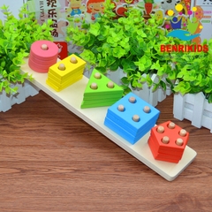 Đồ Chơi Bảng Phân Loại Màu Sắc Hình Khối Montessori Bằng Gỗ