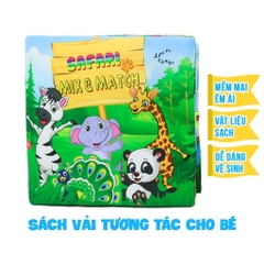 Đồ Chơi Sách Vải Đa Kỹ Năng Safari - Mix & Match Sách Vải Tương Tác Kết Hợp Ghép Hình Vui Nhộn