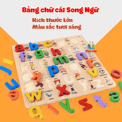 Đồ Chơi Bảng Học Chữ Thường Song Ngữ Bằng Gỗ Giúp Bé Học Tiếng Anh