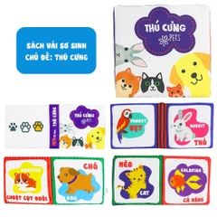 Sách Vải Mini Cho Bé, Sách Vải Song Ngữ Kích Thích Giác Quan 12x12cm Phát Triển Tư Duy Cho Trẻ Nhỏ, Trẻ Sơ Sinh