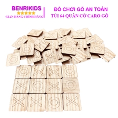 Bộ 64 Quân Cờ Caro Chiến Thuật Bằng Gỗ Kích Thước 3,3cm Đánh Cờ 2 Người