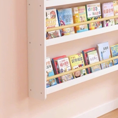 Kệ Sách Treo Tường Cho Bé Không Khoan, Gía Sách Montessori Màu Trắng Nhiều Kích Thước