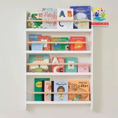 Kệ Sách Treo Tường Cho Bé Không Khoan, Gía Sách Montessori Màu Trắng Nhiều Kích Thước