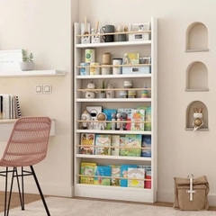 Kệ Sách Treo Tường 4 Ngăn Không Cần Khoan Sau Cửa Bằng Gỗ Nhựa Màu Trắng