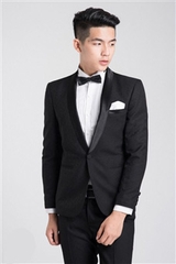 Vest đen cổ sam