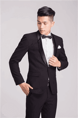 Vest đen cổ sam