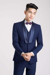 Vest xanh vạt cổ vuông bóng